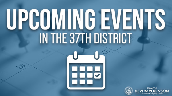 “Upcoming Events in the 37th District” and a calendar icon.